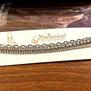 Silver anklet with rhinestones